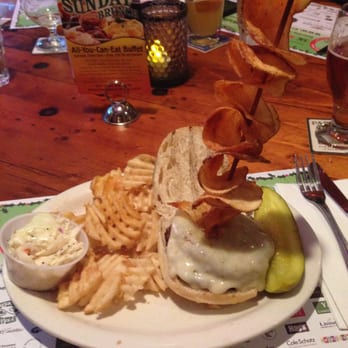 Cloverleaf Tavern - Cajun burger with waffle fries - so tasty! - Pubs Near Me - Caldwell, New Jersey