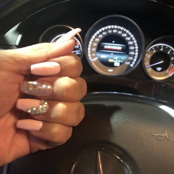 Rainbow Nails & Spa - Pina colada (new color) with imbedded stars and crystals. - Nail Salons Near Me - Ontario, California Rainbow Nails & Spa - Pina colada (new color) with imbedded stars and crystals. - Nail Salons Near Me - Ontario, California