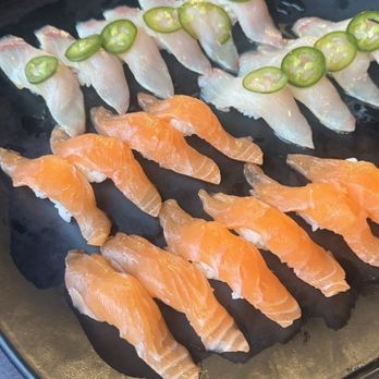 Its Sushi - my top 2 nigiris lol - regular salmon and yuzu yellowtail - Sushi Bars Near Me - Roseville, California Its Sushi - my top 2 nigiris lol - regular salmon and yuzu yellowtail - Sushi Bars Near Me - Roseville, California