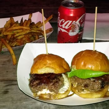 PDX Sliders - Specialty crafted 'gourmet sliders', $3.50 ea. Very tasty! NOT like crappy restaurant sliders. Good seasoned fries ($2.50). A+ - Burgers Near Me - Portland, Oregon PDX Sliders - Specialty crafted 'gourmet sliders', $3.50 ea. Very tasty! NOT like crappy restaurant sliders. Good seasoned fries ($2.50). A+ - Burgers Near Me - Portland, Oregon