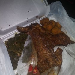 Leslie's True Soul Food - T-bone steak, greens, cornbread, and fried okra