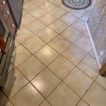 Titanium Grout Lines - BEFORE- dirty and stained - Tiling Near Me