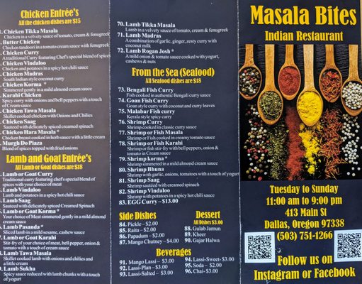 Menu photo 1 Masala Bites Indian Restaurant Dallas, OR Menu photo 1 Masala Bites Indian Restaurant Dallas, OR