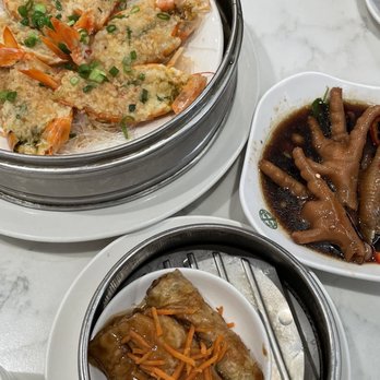 Tim Ho Wan - S18 Steamed Garlic Shrimp S8. Braised Chicken Feet S5. Steamed Bean Curd filled with Shrimp, Meat Vegetable - Dim Sum Near Me - Irvine, California Tim Ho Wan - S18 Steamed Garlic Shrimp S8. Braised Chicken Feet S5. Steamed Bean Curd filled with Shrimp, Meat Vegetable - Dim Sum Near Me - Irvine, California