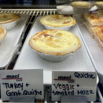 Maci Cafe - Display of some quiches - Cafes Near Me - Denver, Colorado