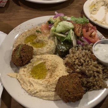 Aladdin Halal - Vegetarian combo (hummus, falafel, fattoush...)  Was really good! - Halal Near Me - Hartford, Connecticut