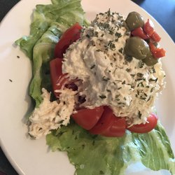 Chamba's Hometown Cafe' - Yum! Double scoop of chicken salad in a tomato!!