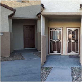 Legacy Contracting - B4 picture on the left After picture on the right with the new door - Fences & Gates Near Me - Surprise, Arizona