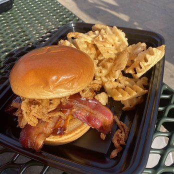 Maynards - Texas BBQ burger- Average the waffle fries also average but overall tasty - Bars Near Me - Excelsior, Minnesota