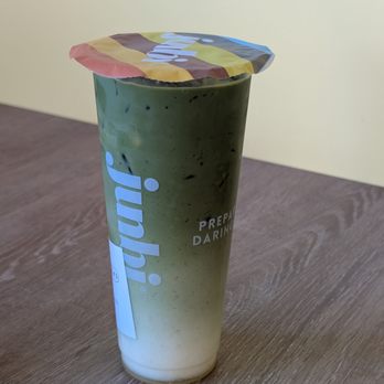 Junbi - Hojicha Latte with Matcha Shot! - Coffee & Tea Near Me - Garden Grove, California
