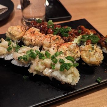 SUSHI-SAN - Shrimp Ceviche Maki, Spicy Scallop, Spicy Tako Maki - Sushi Bars Near Me - Chicago, Illinois SUSHI-SAN - Shrimp Ceviche Maki, Spicy Scallop, Spicy Tako Maki - Sushi Bars Near Me - Chicago, Illinois