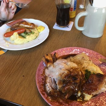 Baseler Eck - Wurst and mash, and Schweinshaxe. OMG it was delicious. - German Near Me - Frankfurt, HE