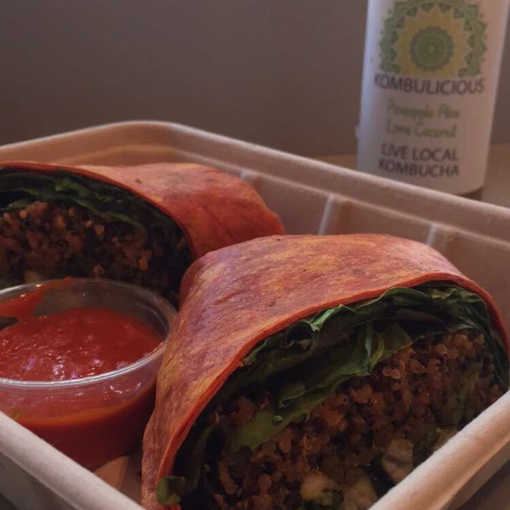 Green G - Quinoa Wrap with Pineapple Aloe Lime Coconut drink - Juice Bars & Smoothies Near Me - Miami, Florida Green G - Quinoa Wrap with Pineapple Aloe Lime Coconut drink - Juice Bars & Smoothies Near Me - Miami, Florida