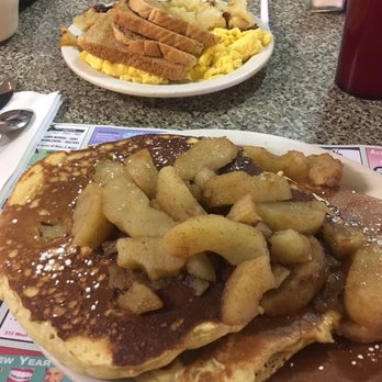 Lou Roc's Diner - Apple and cinnamon pancakes with eggs and home fries - Diners Near Me - Worcester, Massachusetts Lou Roc's Diner - Apple and cinnamon pancakes with eggs and home fries - Diners Near Me - Worcester, Massachusetts