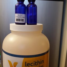Lecithin and royal blue oil bottles with dropper Lecithin and royal blue oil bottles with dropper