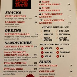 Bird On The Run - Food menu