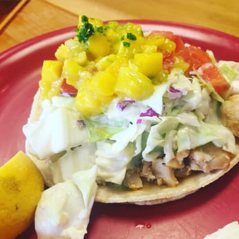Coconuts Fish Cafe - Fish taco! Slaw made with coconut milk and perfect mango salsa! - Seafood Near Me - Kihei, Hawaii