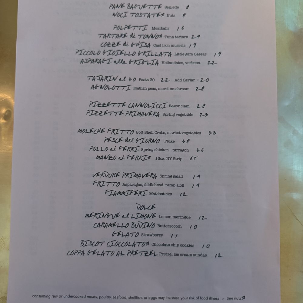 Bar Tizio - Menu on 30 May 2025 - New American Near Me - New York, New York Bar Tizio - Menu on 30 May 2025 - New American Near Me - New York, New York