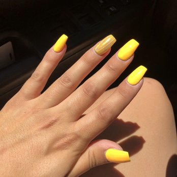 TJ Nails - Nails by Austin again! Loved the holographic and the yellow combo. He used a white polish base to brighten the yellow. - Nail Salons Near Me - Whittier, California TJ Nails - Nails by Austin again! Loved the holographic and the yellow combo. He used a white polish base to brighten the yellow. - Nail Salons Near Me - Whittier, California