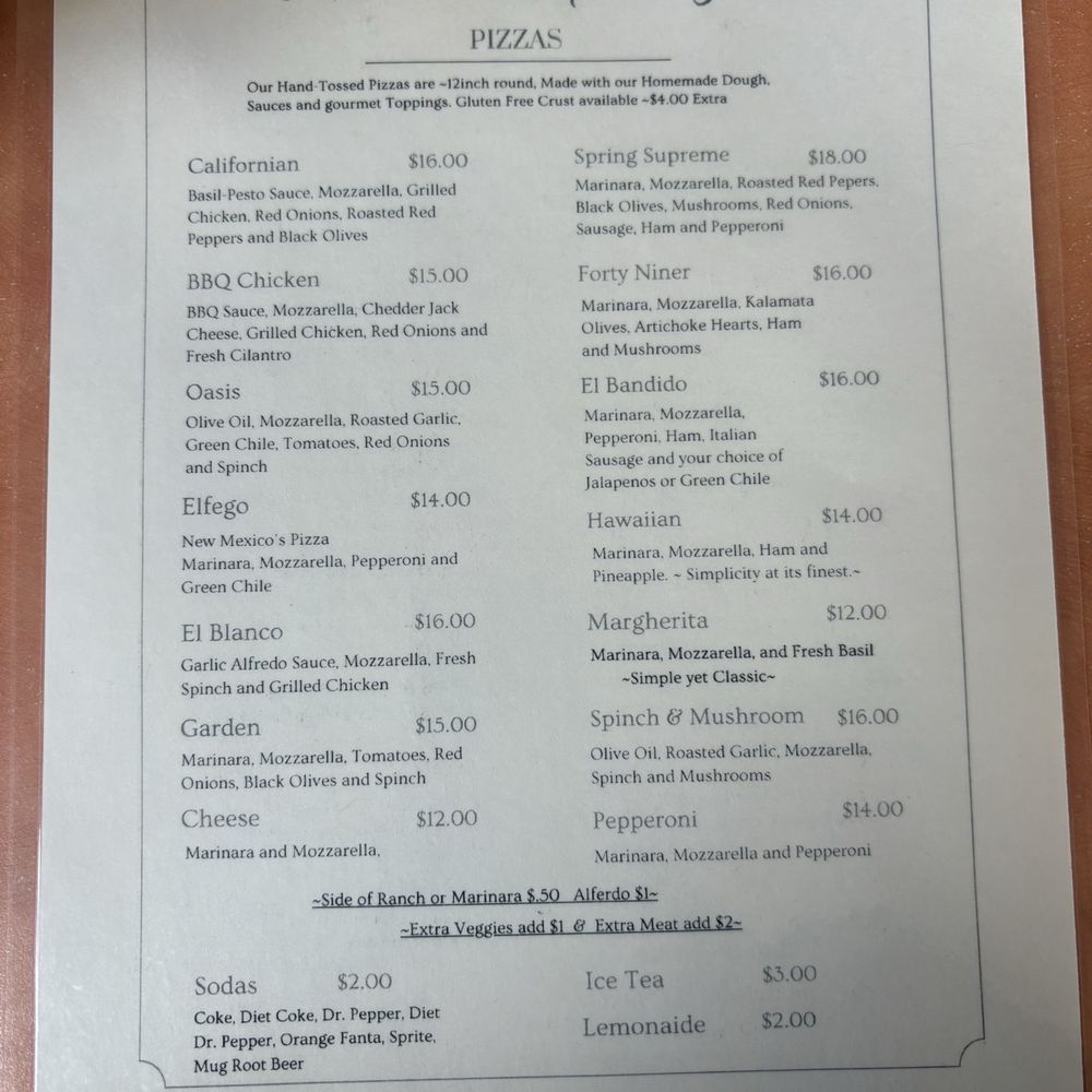 Socorro Springs Restaurant - Menu - New American Near Me - Socorro, New Mexico Socorro Springs Restaurant - Menu - New American Near Me - Socorro, New Mexico