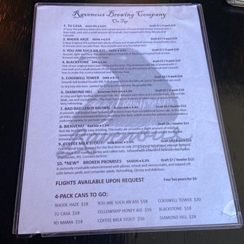 Ravenous Brewing - Menu - Breweries Near Me - Cumberland, Rhode Island