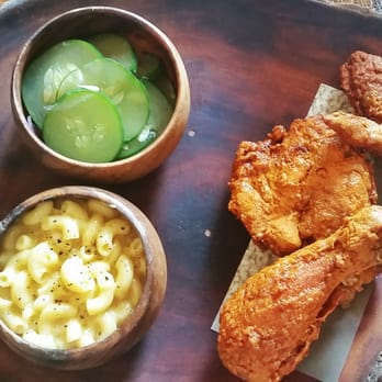 Husk - Fried chicken, cucumbers and mac & cheese -- pretty tasty. - Southern Near Me - Nashville, Tennessee