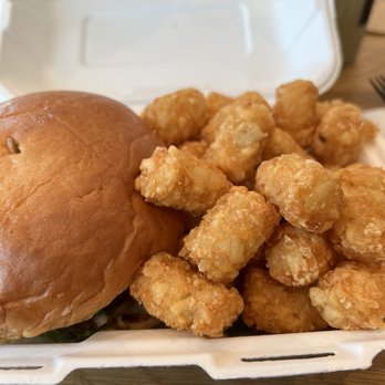 Bopomofo Cafe - Honey walnut shrimp burger with tots - Bubble Tea Near Me - Artesia, California