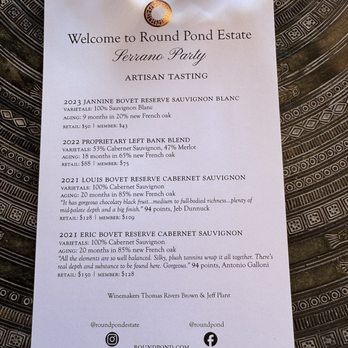 Round Pond Estate - Personalized wine pairing - Wineries Near Me - Rutherford, California Round Pond Estate - Personalized wine pairing - Wineries Near Me - Rutherford, California