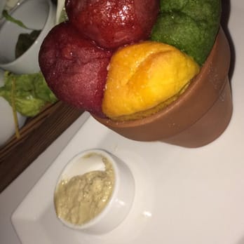 Dirt Candy - Complimentary vegetable bread with smoked garlic butter. - Vegetarian Near Me - New York, New York