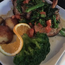 Cafe Z - Broccoli Rabe, hot pepper fryers and grilled pork chops.
