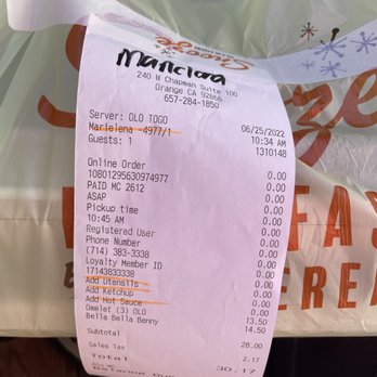 Snooze, an A.M. Eatery - receipt - Breakfast & Brunch Near Me - Orange, California Snooze, an A.M. Eatery - receipt - Breakfast & Brunch Near Me - Orange, California