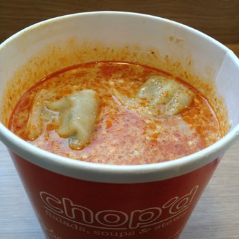Chop'd - Korean Veg dumpling soup with thai curry broth, nom! - Salad Near Me - Manchester, XGM