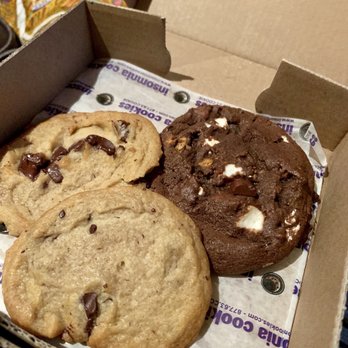 Insomnia Cookies - S'more deluxe cookie and two chocolate chip. - Desserts Near Me - New Orleans, Louisiana