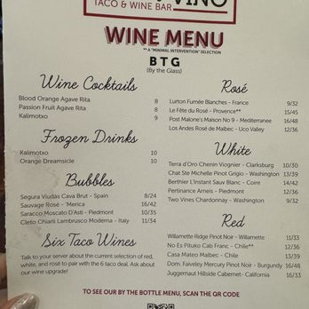 Taco Y Vino - Wine menu - Tacos Near Me - Dallas, Texas Taco Y Vino - Wine menu - Tacos Near Me - Dallas, Texas