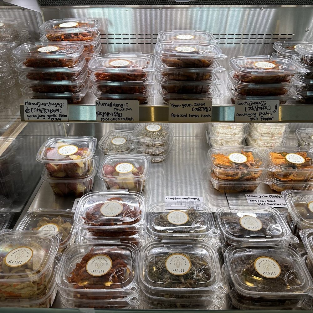 BORI Korean Kitchen - banchans on the counter (4.99 each) - Korean Near Me - Bellevue, Washington