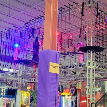 Surge Adventure Park - Overhead obstacle area. They claim not to have anybody qualified enough to oversee the kids playing on this. - Trampoline Parks Near Me - Columbia, South Carolina