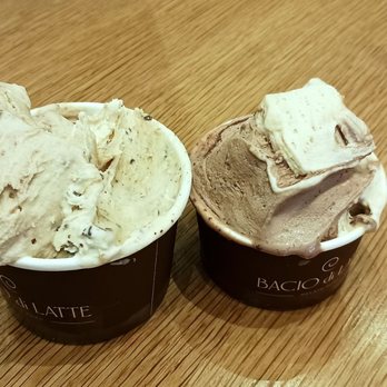 Bacio Di Latte - Regular size on the left, small size on the right. About $ 17 for both total. - Gelato Near Me - Woodland Hills, California