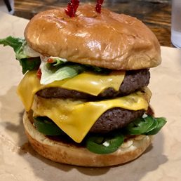 Grass-fed double cheeseburger Grass-fed double cheeseburger
