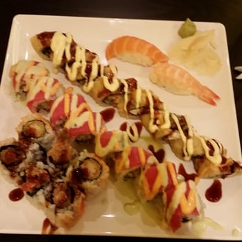 M Sushi - Shrimp tempura, Orchard, and the Las Vegas rolls, along with a shrimp and a salmon sushi pieces - Sushi Bars Near Me - Charlottesville, Virginia M Sushi - Shrimp tempura, Orchard, and the Las Vegas rolls, along with a shrimp and a salmon sushi pieces - Sushi Bars Near Me - Charlottesville, Virginia