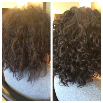 Curls On Top - Before & After. You can see the grown out straight ends from getting my hair chemically straightened. Vickie did an amazing job! - Hair Salons Near Me - Laguna Beach, California Curls On Top - Before & After. You can see the grown out straight ends from getting my hair chemically straightened. Vickie did an amazing job! - Hair Salons Near Me - Laguna Beach, California
