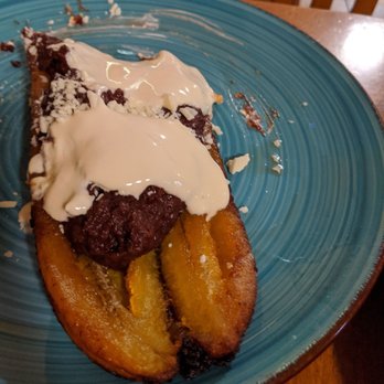 Adelitas Cafe - Platanos Fritos with crema and beans - Honduran Near Me - Miami, Florida