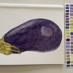 North Seattle College Continuing Education - Eggplant I painted in Robin Bundi's Watercoloring Fruits and Vegetables class.