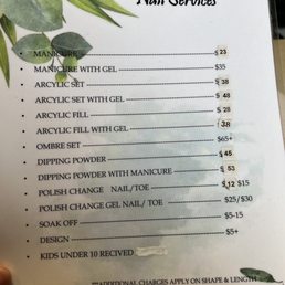 Manicure Menu Manicure Menu