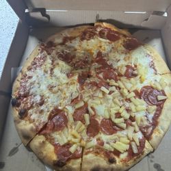 Sons of Sicily - Large pepperoni with half pineapple and half feta cheese