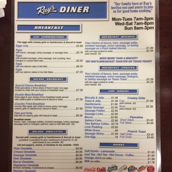 Ray's Diner - Breakfast menu - Breakfast & Brunch Near Me - Columbia, South Carolina