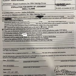 Oakridge Private School - Settled small claims case discrimination lawsuit