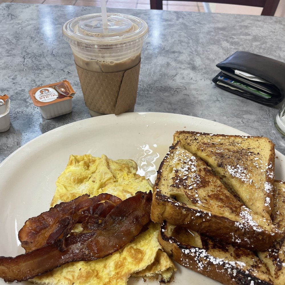 French toast, eggs and bacon French toast, eggs and bacon