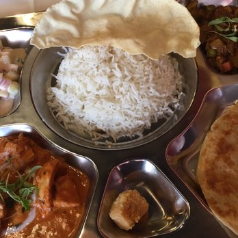 Saffron Twin Falls - Today's lunch special. Curry chicken, cucumber salad, non-bread, rice...and a couple things I couldn't pronounce but tasted great. - Indian Near Me - Twin Falls, Idaho
