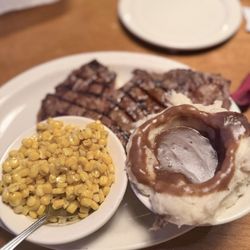 Texas Roadhouse - Ft. Worth Ribeye* Mashed Potatoes Seasoned Corn