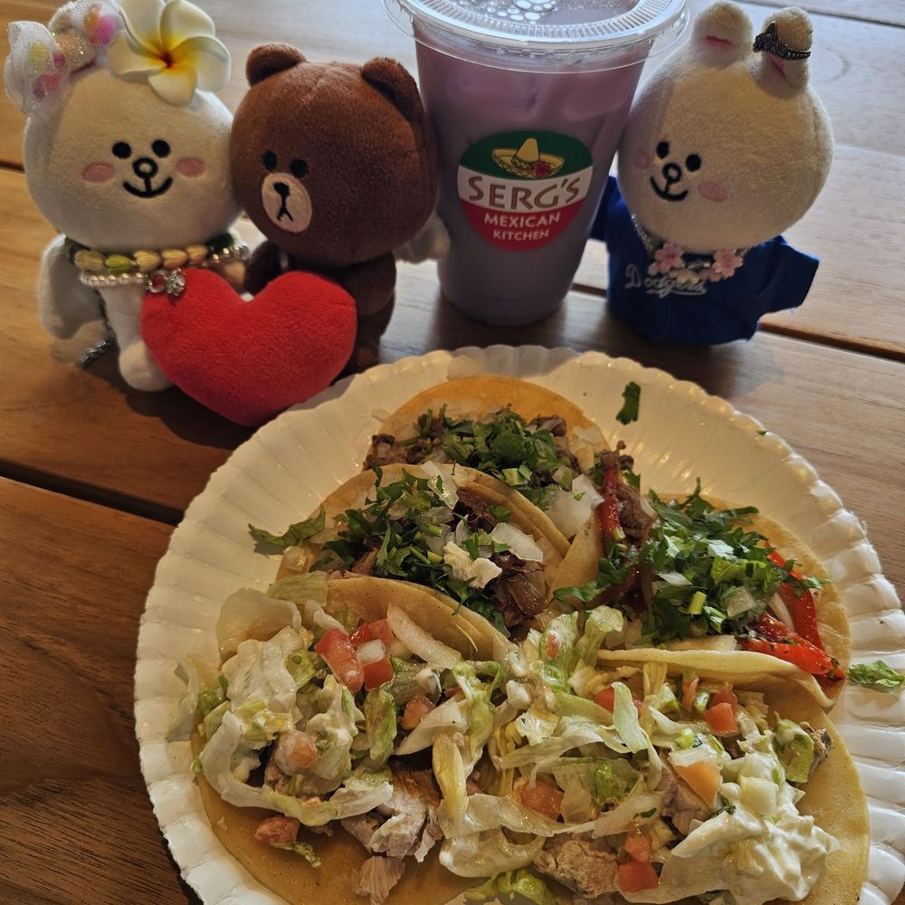 Serg’s Mexican Kitchen - Grilled Fish tacos, pork taco, steak taco, and veggie taco - all $2 each on Tuesdays after 4pm. We also had an Ube Horchata! - Mexican Near Me - Honolulu, Hawaii Serg’s Mexican Kitchen - Grilled Fish tacos, pork taco, steak taco, and veggie taco - all $2 each on Tuesdays after 4pm. We also had an Ube Horchata! - Mexican Near Me - Honolulu, Hawaii